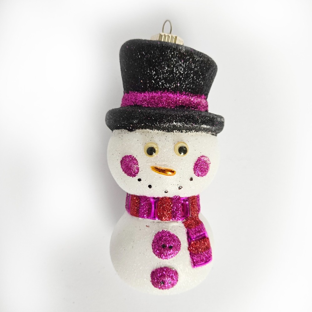Christopher Radko Celebrations Glitter SNOWMAN 2008 Original Box‎ EUC